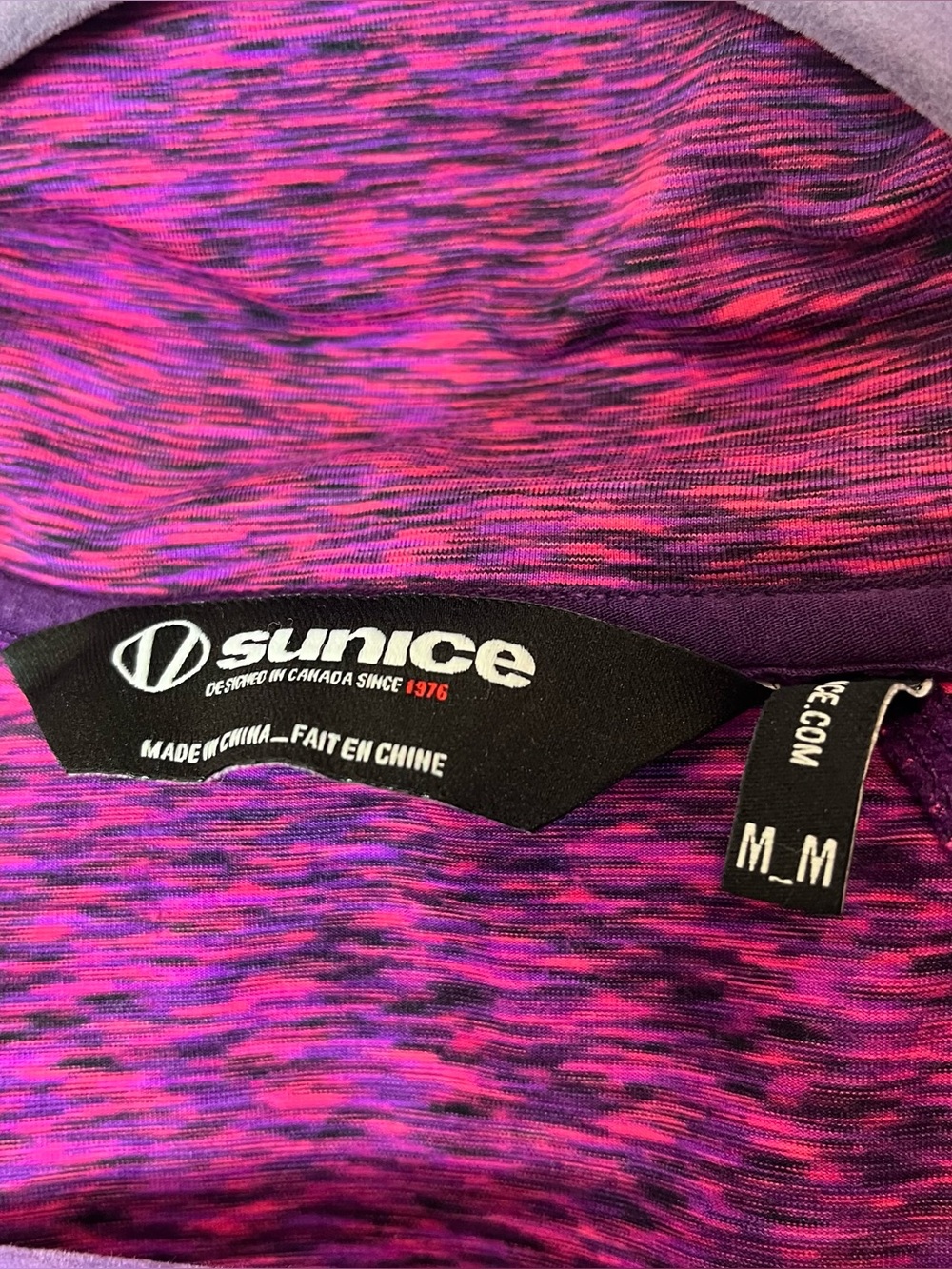 Sunice Purple Space-Dye Quarter-Zip Active Top Long Sleeve Jersey Cycling Medium - Picture 3 of 8